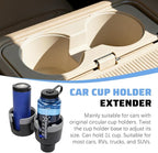 Car Double Cup Holder Expander, 2 in 1 Multifunctional Vehicle Cup Holder Adapter with Adjustable Base, Auto Drink Bottles Ex