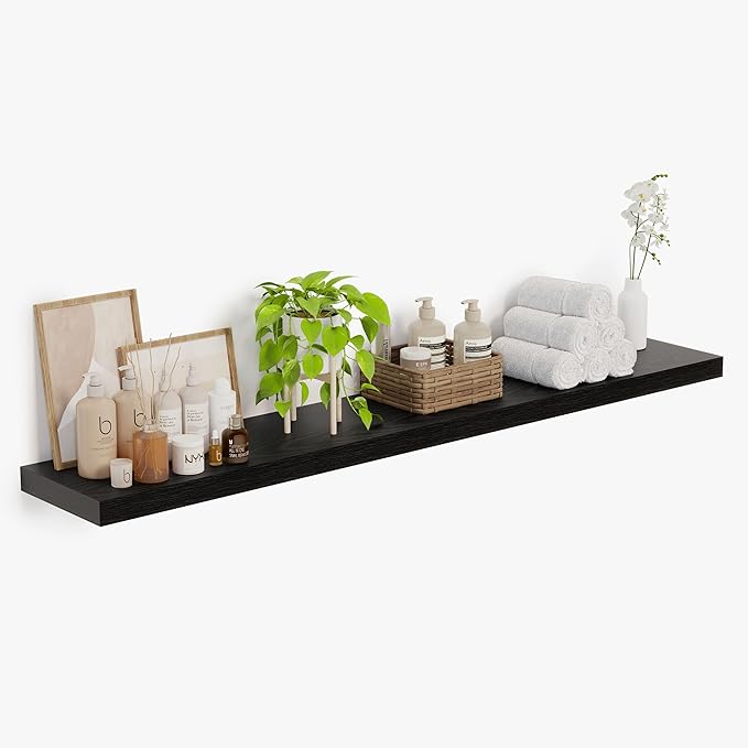Heimlove 12inch Deep Floating Shelves for Wall, Mounted Shelves 48" W x 12" D x 1.5" H, wall Shelf for Bedroom Living Room Ba