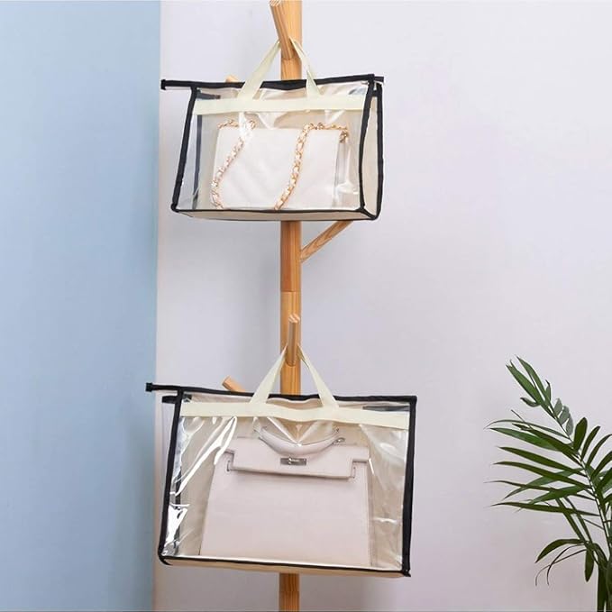 CINPIUK Clear Handbag Storage Bags Purse Organizer for Closet, Zipper Hanging Storage Bag for Handbags, L, 2PCS