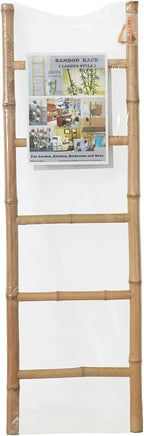 Bamboo Blanket Ladder for Living Room, Towel Clothes Quilt Plant Decorative Farmhouse Wall Leaning Display Ladder Shelf for B