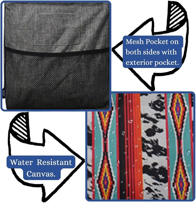 NGIL Extra Large Utility Tote Reusable Grocery Bag Oversized Collapsible for Groceries, Storage, Picnic, Beach (Cow Serape-Black)