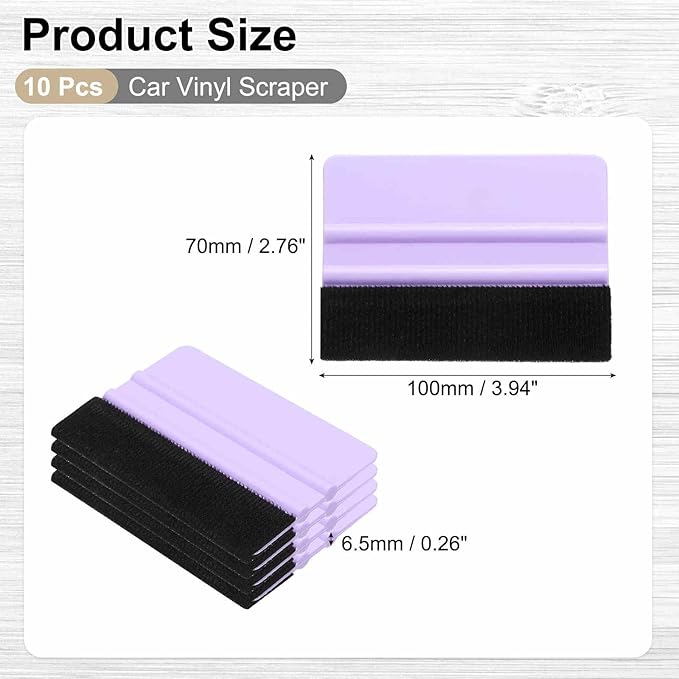 HARFINGTON 10pcs Car Vinyl Scraper 4inch Vinyl Squeegee Felt Edge Squeegee Tool for Car Window Tint Wallpaper Decal Sticker Installation Crafts Car Wrap Paste, Purple