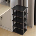 Vertical Shoe Rack - Tall Narrow Shoe Rack Organizer for Small Spaces,5 Tier Bamboo Shoen Shelf for Entryway,Closet,Corner,Do