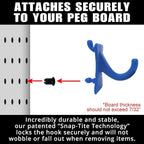 PegPro® J Hooks Kit for Standard “Wood Fiber” pegboard – Durable Plastic Pegboard Hooks - for Garage, Kitchen, Craft Room, an