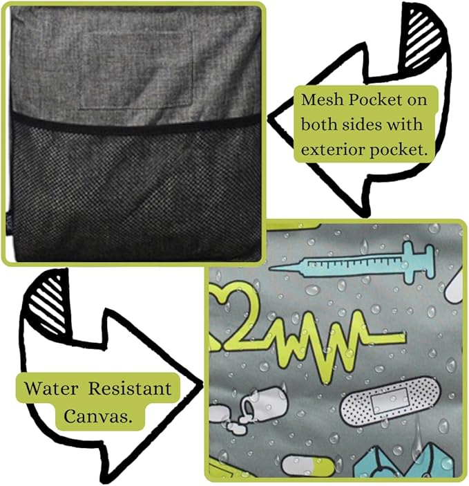 NGIL Extra Large Utility Tote Reusable Grocery Bag Oversized Collapsible for Groceries, Storage, Picnic, Beach (Nurse-black)