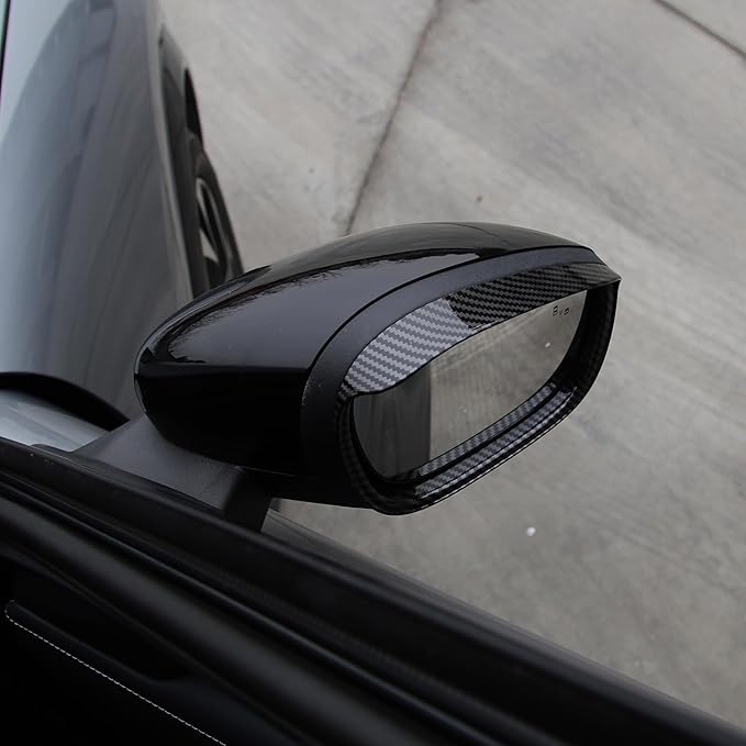 ROCCS Compatible with 2021-2023 Mustang Mach-E Car Rear View Mirror Rain Visor Guard Frame Auto Car Rear Side Mirror Cover Caps Rain Eyebrow Frame Waterproof Eyebrow Frame Accessories(Bright Carbon)