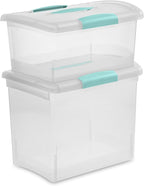 Sterilite 6 Pack Stackable Storage Bin with Latch Lid, Medium Nesting ShowOffs, Clear