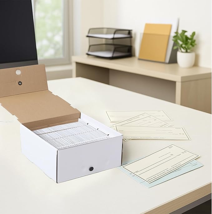 AmazingSpark 3 Pcs Check and Form Storage Boxes 10"x10"x4.5" Storage File Box Divided by Quarter Tax Box Keeping for Tax Fili