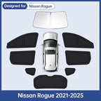 8PCS Car Window Shades for Nissan Rogue 2021-2025, Window Covers for Rogue Windshield Side Rear Windows, Full Set Privacy Protection Car Sunshade with UV Blocking for Camping Napping