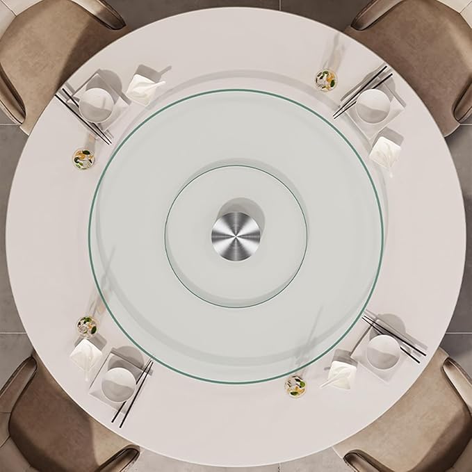 34.6 inch Lazy Susan for Table Top Tempered Glass Rotating Serving Tray for Dining Table, Kitchen Lazy Susan Organizer Spinni