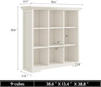 OSCHF Wooden Cube Shelf Bookcase - Modern 3 Tiers Floorstanding Open Bookshelf with Base for Home and Office, 9 Cubes Storage