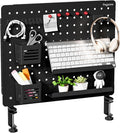 PEGZONE Clamp-on Desk Pegboard, Desk Organizer for Office Gaming Home, Magnetic Metal Peg Board with 15 Accessories, Privacy 