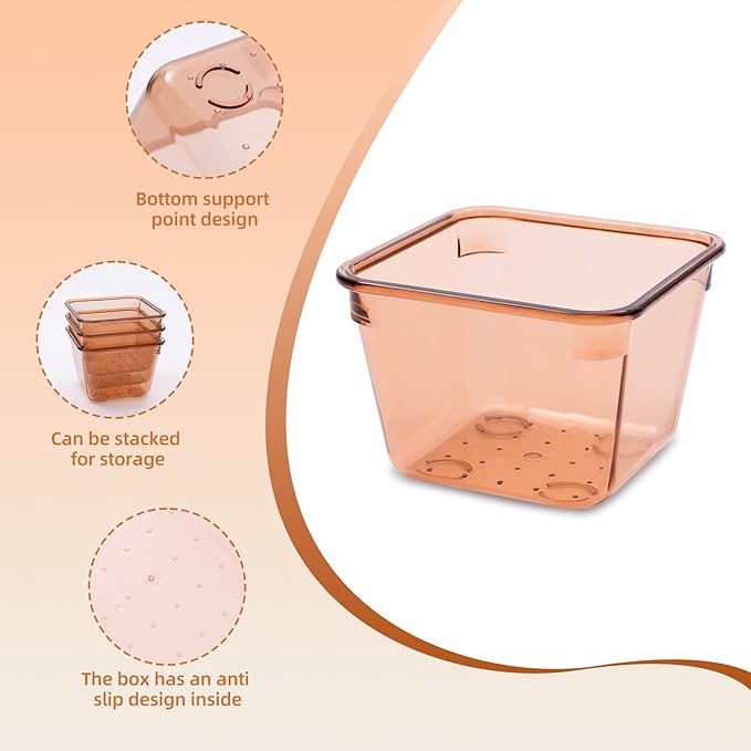 Coffee Acrylic Drawer Organizers Set Storage for Makeup, Office Desk Small Vanity Trays for Drawer Bathroom Plastic Make up O