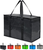 NZ home Insulated Bags for Food Delivery (2XL PRO) Grocery Shopping Cooler Bag, Pizza Delivery, Hot & Cold Catering Tote, Reusable, Foldable & Heavy Duty (Black)
