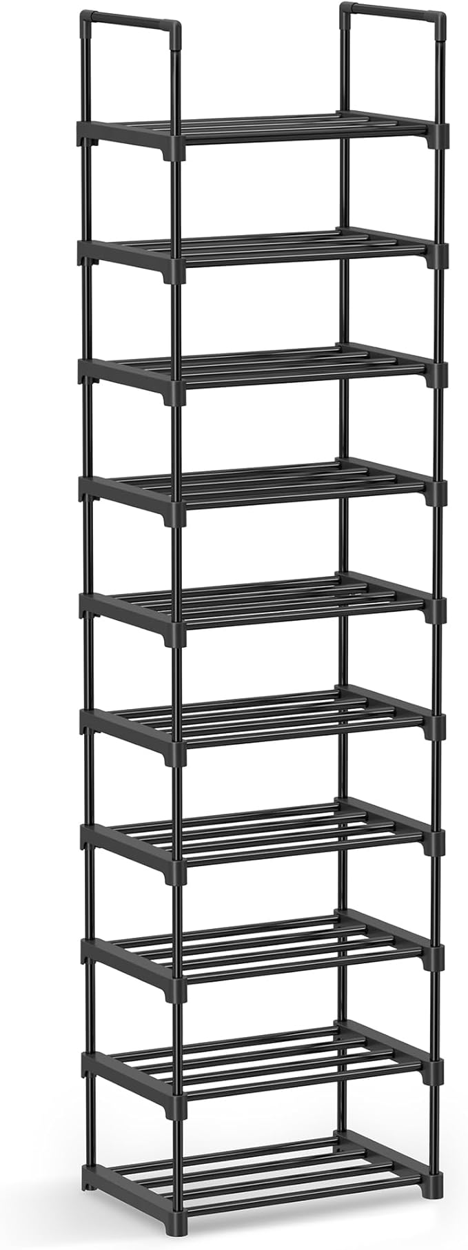 SONGMICS Shoe Rack, 10-Tier Shoe Organizer, Metal Storage Shelf, Upright or Upside Down, for 11-22 Pairs, for Entryway, 11.8 