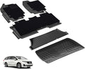 3W Floor Mats(with Carpets) & Cargo Liner Fit for Honda Odyssey 2026 2025-2018, TPE All Weather Waterproof Custom Fit Floor Liners Carpet and Truck Car Liners for Honda Odyssey 1-3 Rows, Black