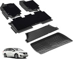 3W Floor Mats(with Carpets) & Cargo Liner Fit for Honda Odyssey 2026 2025-2018, TPE All Weather Waterproof Custom Fit Floor Liners Carpet and Truck Car Liners for Honda Odyssey 1-3 Rows, Black