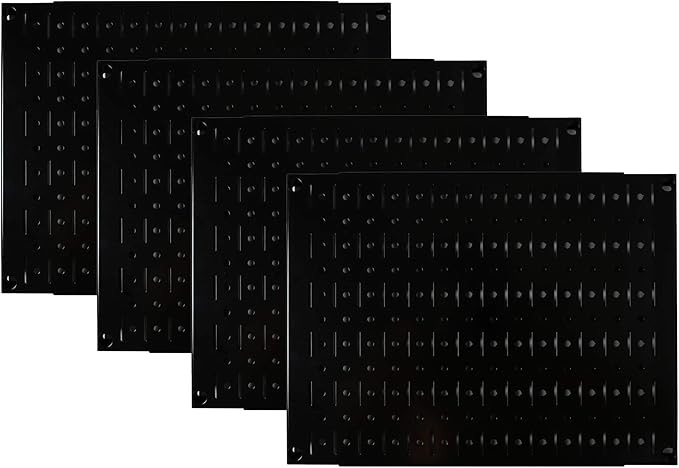 Wall Control Pegboard Wall Organizer Tiles Modular Black Metal Pegboard Tiling Set - Four 12-Inch Tall x 16-Inch Wide Peg Boa