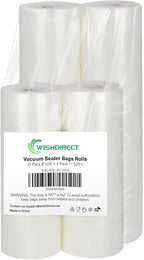 Vacuum Sealer Bags Rolls Compatible with FoodSaver, 2 Pack 11" x 25' and 2 Pack 8" x 25' Fit Inside Machine Commercial Grade 