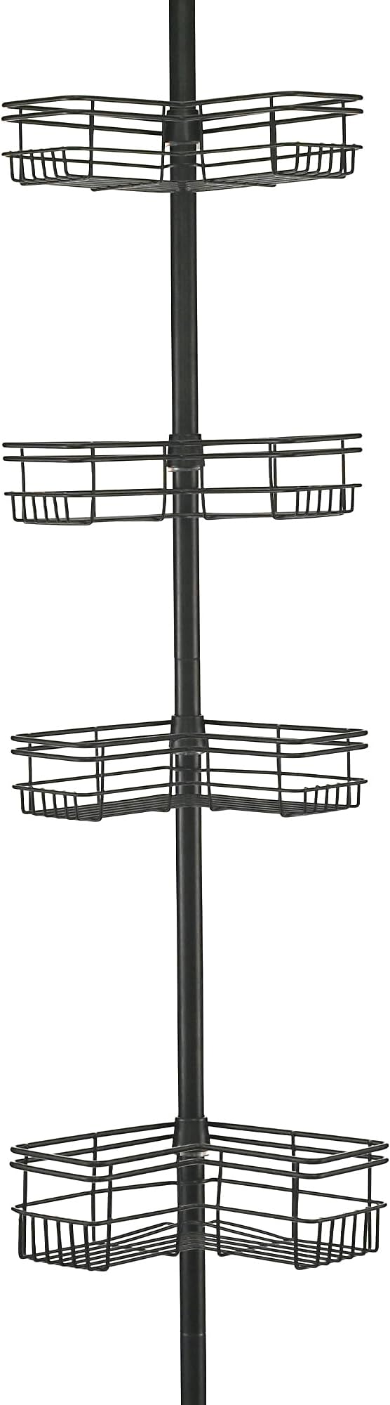 Utopia Alley Rust-Resistant Shower Tension Pole Caddy, 4 Shelves (Matt Black)