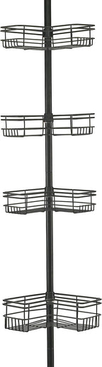 Utopia Alley Rust-Resistant Shower Tension Pole Caddy, 4 Shelves (Matt Black)