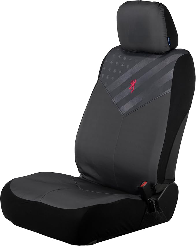 Browning Universal Low Back and Bench Seat Covers, Water and Dirt Resistant Car, Truck, and SUV Seat Covers, Traditional (Gra