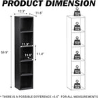 5 Cube Storage Organizer, Narrow Open Shelf Bookcase, Freestanding Low Display Bookshelf with Eco-Friendly Melamine Surface f