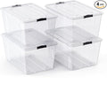 Lifetime Appliance Parts 4 PACK 75 Qt. Plastic Storage Bin Tote Organizing Container with Ultra Durable Lid & Secure Latching