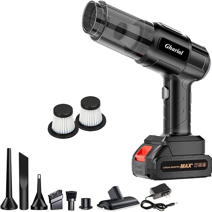 Gharial Handheld Car Air Vacuum Cleaner, 35000PA Rechargeable Cordless Vacuum Cleaner and Air Duster, High Power Hand Held Va