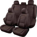 Brown Car Seat Covers Full Set, Universal Faux Leather Seat Covers for Cars 5 Seats, Waterproof Leather Car Seat Covers, Comf