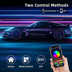 Acrylic Interior Car LED Strip Light, Dreamcolor 10-in-1 RGB Ambient Lighting with APP, 16 Million Colors 175in 600LED Music Sync Lights for Night Driving, Home, Camping & Gift Decor