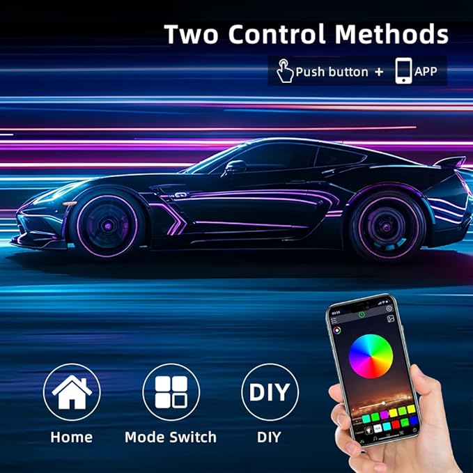 Acrylic Interior Car LED Strip Light, Dreamcolor 22-in-1 RGB Ambient Lighting with APP, 16 Million Colors 175in 600LED Music Sync Lights for Night Driving, Home, Camping & Gift Decor