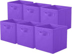 ShellKingdom Storage Bins, Foldable Fabric Storage Cubes And Cloth Storage Organizer Drawer For Closet And Toys, 6 Pack (Viol