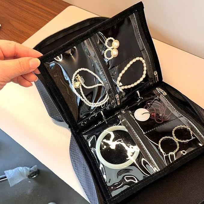 GSXRB Waterproof Anti-Tarnish Jewelry Organizer for Travel - Large Capacity Foldable Jewelry Box with 36 Compartments, Portab
