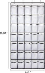 SAVERHO 35 Pockets Over the Door Shoe Organizer, Hanging Shoe Organizer for Door with 35 Mesh Pockets Large Capacity Shoe Han