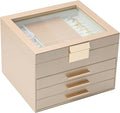 BOOVO Clear Lid Jewelry Box,4 Layers Jewelry Organizer Large Jewelry Storage Box with 3 Drawers,Jewelry Holder Organzier of R