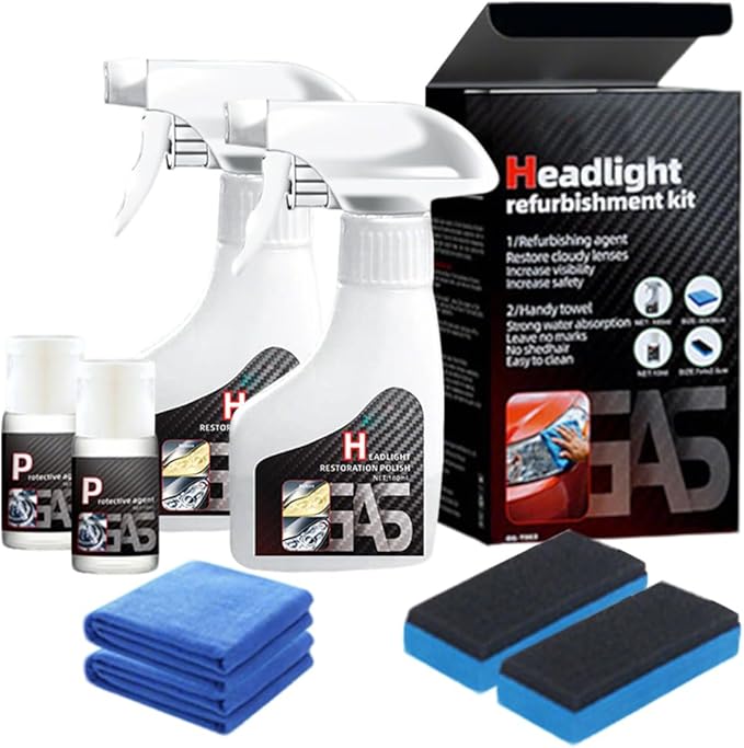 Automotive Headlamp Restoration Fluid Oxidized, 2025 New Headlight Restoration Kit, Multifunctional Headlight Cleaner for Clo