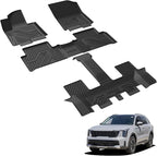 LASFIT Floor Mats for Kia Sorento Hybrid PHEV 2026 2025 2024 2023 2022 2021 (Not Fit Gasoline), All Weather TPE Custom Fit Floor Liners Car Mats Accessoires for Kia Sorento 2021-2026, Black