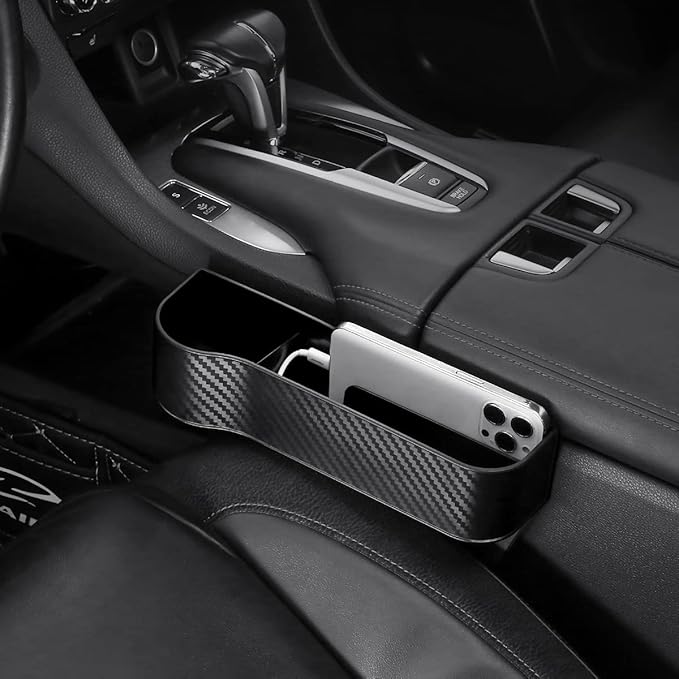 2 Packs Car Seat Gap Filler Organizer, Multifunctional Seat Gap Storage Box with Cup Holder, Console Side Extra Pouchs with USB Car Charger, Auto Accessories for Cellphone Wallet Key