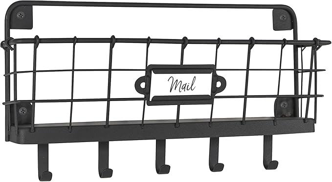 Spectrum Key Holder Wall Mount Mail Organizer for Entryway Office Kitchen Bedroom Storage Organization, Vintage Living Indust