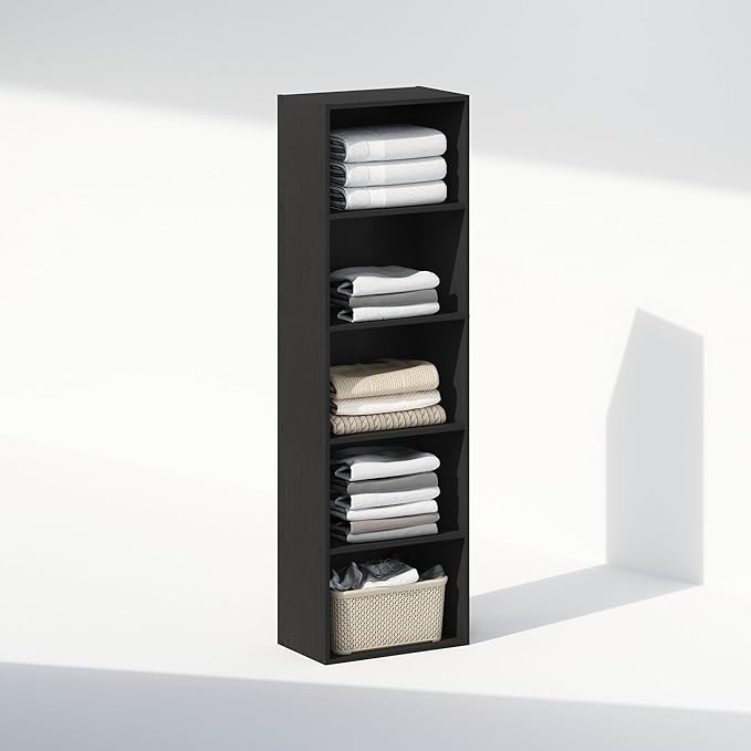 Furinno Reed Closet Organizers and Storage, 5-Tier Closet Organizer, Open Shelf Closet Storage, for Wardrobe, Bedroom, Living