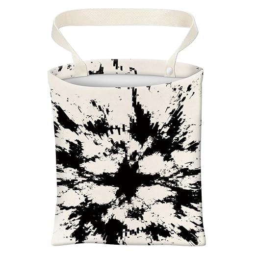 Car Trash Can, Cute Car Trash Bag, Hanging Car Organizer and Storage Bag, Trash Bin for Car Accessories, Vehicle, Travelling, Camping White Black Print