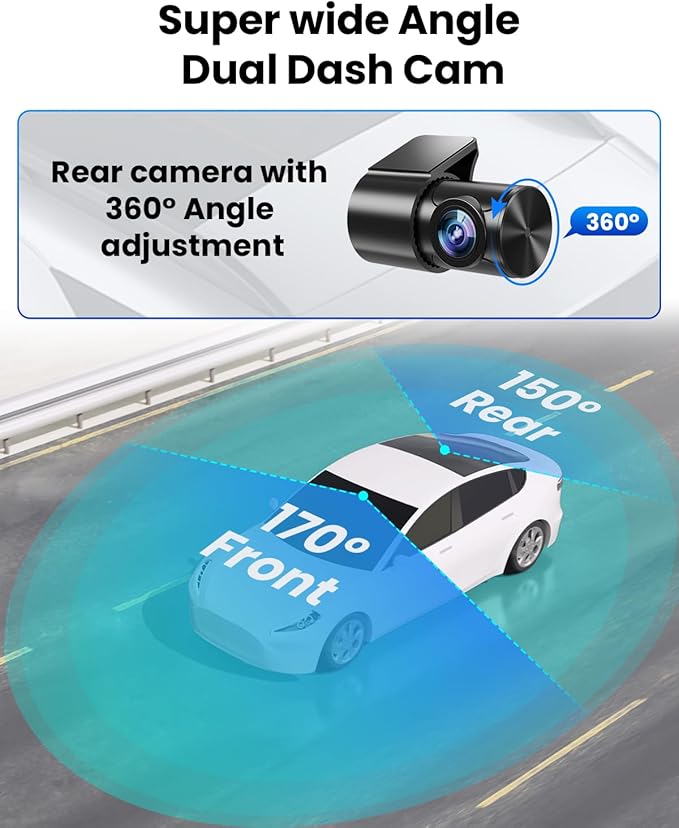 Dash Cam Front and Rear 4K/1080P, Dash Camera for Cars Build in WiFi, Full HD Dash Cam with APP Control, 3.94'' IPS Screen Da