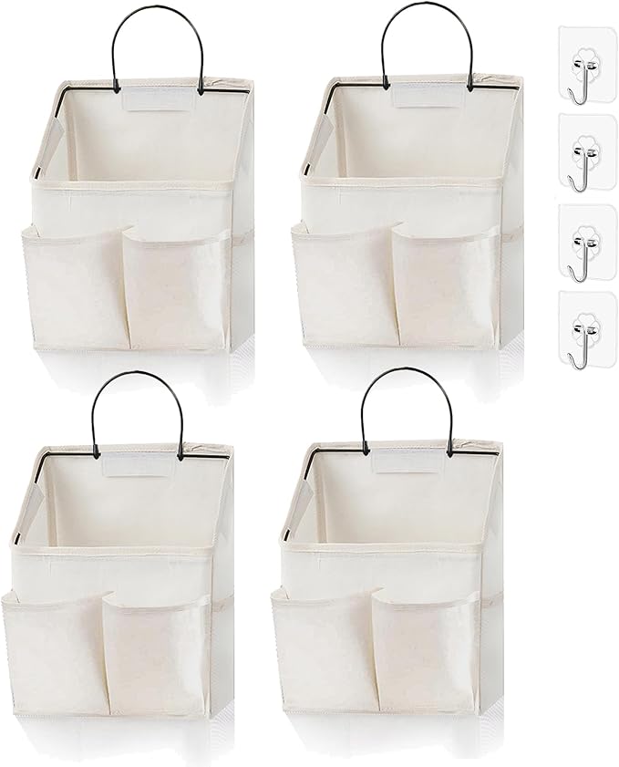 4pcs Wall Hanging Storage Bag,Wall Hanging Organizer bags with Pockets, Wall Organizer Storage for Dormitory Bathroom Bedroom