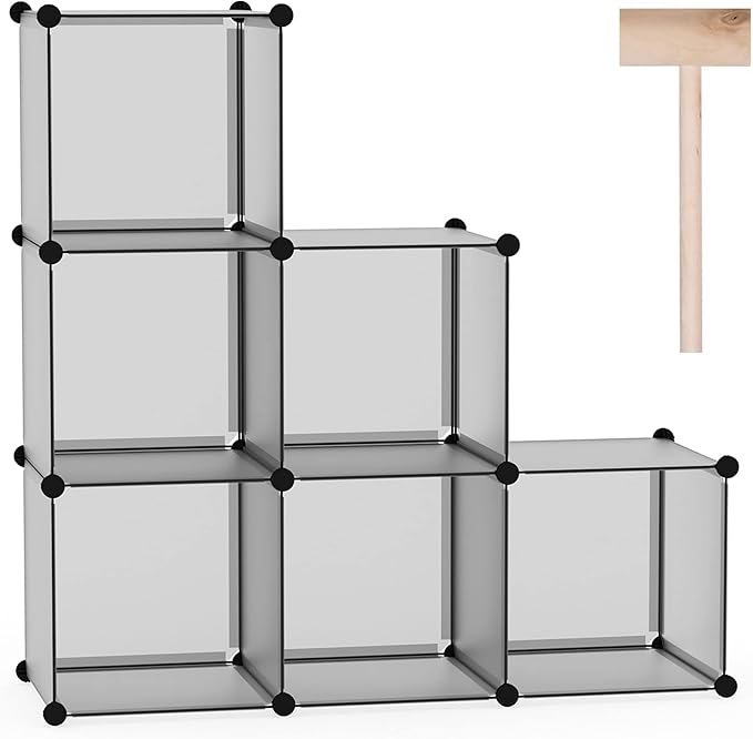 C&AHOME Cube Storage Organizer, 6-Cube Shelves Units, Closet Cabinet, DIY Plastic Modular Book Shelf, Ideal for Bedroom, Livi