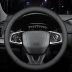 HAOTULE New Nappa Leather car Steering Wheel Cover, Anti-Slip, Safety, Soft, Breathable Full Surround Universal 15 inch Black