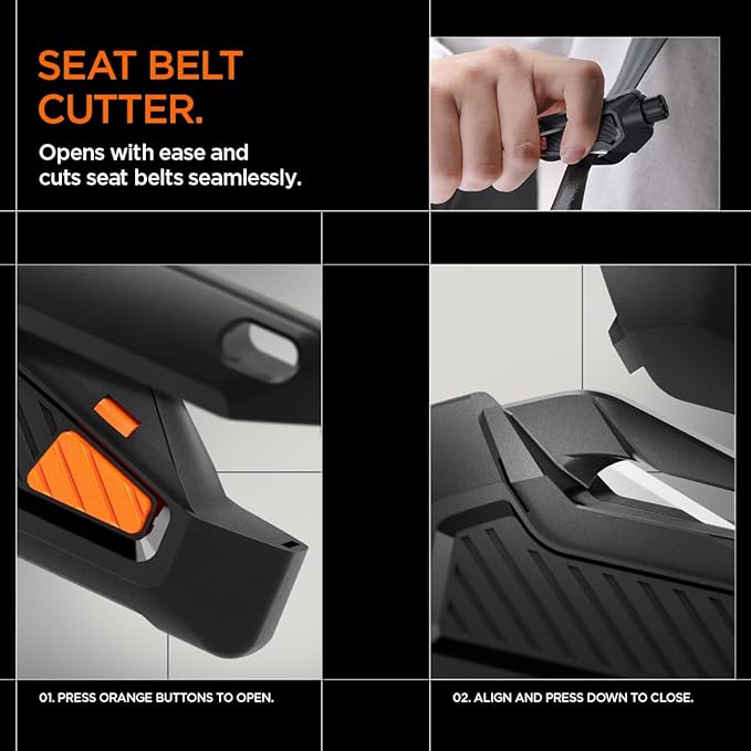 Spigen Life Car Escape Tool Emergency Keychain Hammer Seatbelt Cutter and Window Breaker - Black