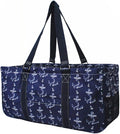 NGIL Extra Large Utility Tote Reusable Grocery Bag Oversized Collapsible for Groceries, Storage, Picnic, Beach (Vintage Anchor-Navy)
