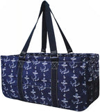 NGIL Extra Large Utility Tote Reusable Grocery Bag Oversized Collapsible for Groceries, Storage, Picnic, Beach (Vintage Anchor-Navy)