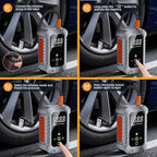 Cordless Tire Inflator Portable Air Compressor - 3600mAh Rechargeable Car Tire Pump with Digital Pressure Gauge, LED Light, Auto Shut Off, Dual Power Source for Car, Motorcycle, Bicycle, Balls